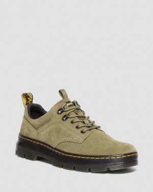 Men's Dr Martens Reeder Suede Utility Shoes Olive | Australia_Dr35117