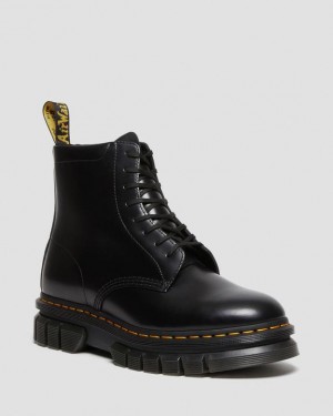 Men's Dr Martens Rikard Smooth Leather Lace Up Platform Shoes Black | Australia_Dr11825