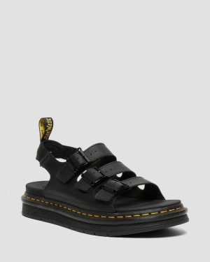 Men's Dr Martens Soloman Men's Leather Strap Sandals Black | Australia_Dr61621