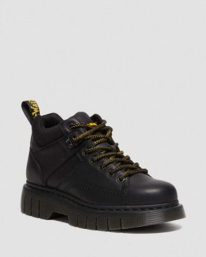 Men's Dr Martens Woodard Grizzly Leather Low Casual Boots Black | Australia_Dr14511