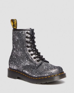 Women's Dr Martens 1460 Metallic Splatter Suede Lace Up Boots Black | Australia_Dr66672