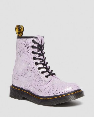 Women's Dr Martens 1460 Metallic Splatter Suede Lace Up Boots Purple | Australia_Dr22704