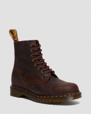 Women's Dr Martens 1460 Pascal Waxed Full Grain Leather Lace Up Boots Brown | Australia_Dr13182