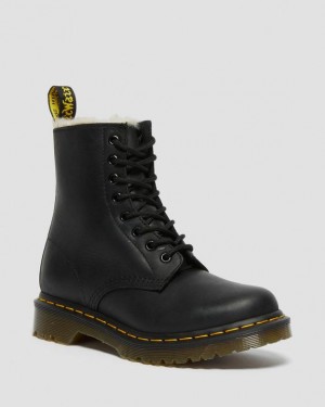 Women's Dr Martens 1460 Women's Faux Fur Lined Lace Up Boots Black | Australia_Dr93417