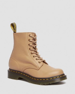 Women's Dr Martens 1460 Women's Pascal Virginia Leather Boots Brown | Australia_Dr76495