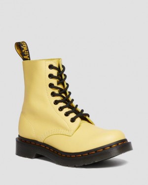 Women's Dr Martens 1460 Women's Pascal Black Eyelet Lace Up Boots Lemon Yellow | Australia_Dr43935