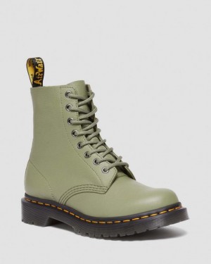 Women's Dr Martens 1460 Women's Pascal Virginia Leather Boots Olive | Australia_Dr53423