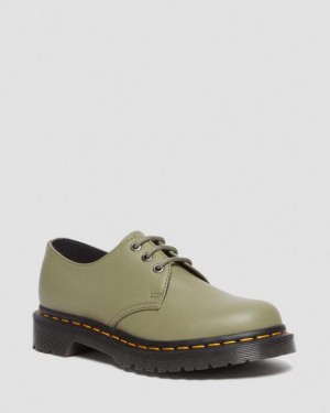 Women's Dr Martens 1461 Women's Virginia Leather Oxford Shoes Olive | Australia_Dr27489