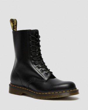 Women's Dr Martens 1490 Smooth Leather Mid Calf Boots Black | Australia_Dr46446