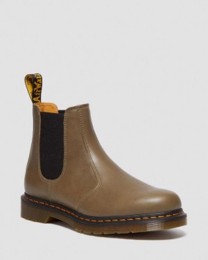 Women's Dr Martens 2976 Carrara Leather Chelsea Boots Olive | Australia_Dr72621