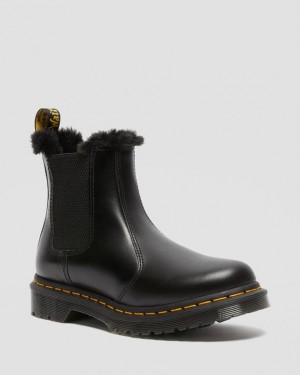 Women's Dr Martens 2976 Leonore Faux Fur Lined Chelsea Boots Dark Grey | Australia_Dr61030