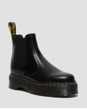 Women's Dr Martens 2976 Smooth Leather Chelsea Platform Shoes Black | Australia_Dr88355