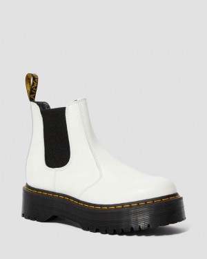 Women's Dr Martens 2976 Smooth Leather Platform Chelsea Boots White | Australia_Dr11977