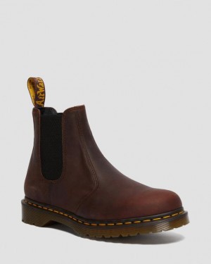 Women's Dr Martens 2976 Waxed Full Grain Leather Chelsea Boots Brown | Australia_Dr66607