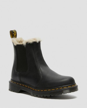 Women's Dr Martens 2976 Women's Faux Fur Lined Chelsea Boots Black | Australia_Dr55957