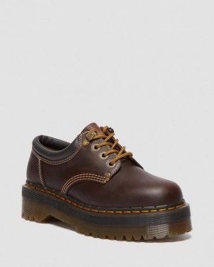 Women's Dr Martens 8053 Arc Crazy Horse Leather Platform Casual Shoes Dark Brown | Australia_Dr75946