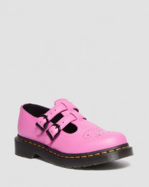 Women's Dr Martens 8065 Virginia Leather Mary Jane Shoes Pink | Australia_Dr66304