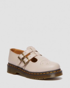 Women's Dr Martens 8065 Virginia Leather Mary Jane Shoes Grey Brown | Australia_Dr74700