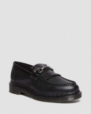 Women's Dr Martens Adrian Snaffle Pebble Grain Leather Kiltie Loafers Shoes Black | Australia_Dr21811