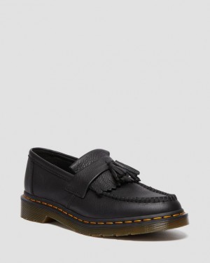 Women's Dr Martens Adrian Women's Virginia Leather Tassel Loafers Shoes Black | Australia_Dr45020