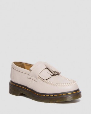 Women's Dr Martens Adrian Women's Virginia Leather Tassel Loafers Shoes Grey Brown | Australia_Dr56125