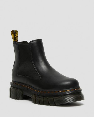 Women's Dr Martens Audrick Nappa Leather Chelsea Platform Shoes Black | Australia_Dr45616