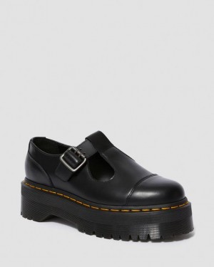 Women's Dr Martens Bethan Polished Smooth Leather Platform Shoes Black | Australia_Dr15021