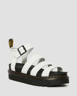 Women's Dr Martens Blaire Hydro Leather Strap Sandals White | Australia_Dr35944