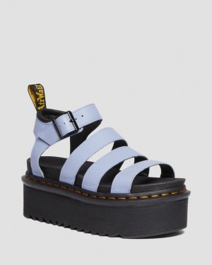 Women's Dr Martens Blaire Pisa Leather Platform Strap Sandals Blue | Australia_Dr87505