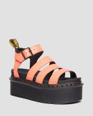 Women's Dr Martens Blaire Pisa Leather Platform Strap Sandals Coral | Australia_Dr97627