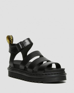 Women's Dr Martens Blaire Women's Brando Leather Strap Sandals Black | Australia_Dr39526