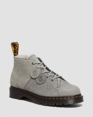 Women's Dr Martens Church Nubuck & Pebble Leather Monkey Boots Grey | Australia_Dr12456