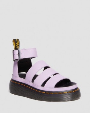 Women's Dr Martens Clarissa II Pisa Leather Platform Strap Sandals Purple | Australia_Dr25166