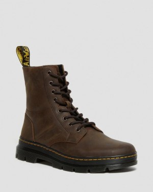 Women's Dr Martens Combs Crazy Horse Leather Casual Boots Brown | Australia_Dr70901