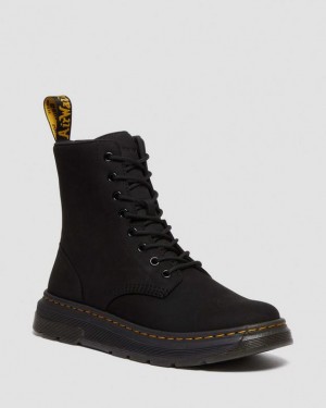 Women's Dr Martens Crewson Nubuck Leather Everyday Boots Black | Australia_Dr73625