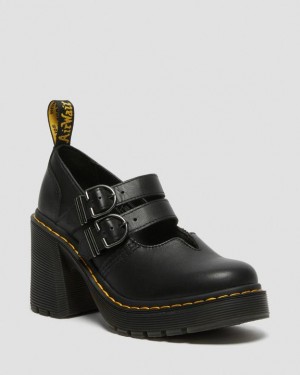 Women's Dr Martens Eviee Sendal Leather Platform Shoes Black | Australia_Dr36236