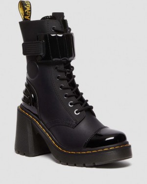 Women's Dr Martens Gaya 10-Eye Alternative Leather Heeled Boots Black | Australia_Dr82066