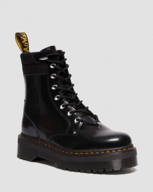 Women's Dr Martens Jadon II Boot Hardware Buttero Leather Platforms Boots Black | Australia_Dr64186