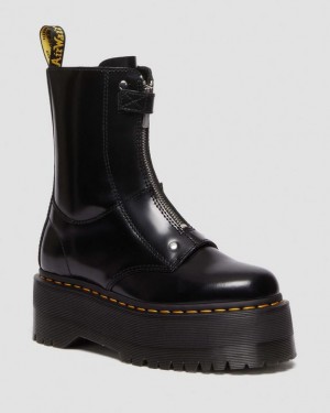 Women's Dr Martens Jetta Hi Max Leather Platform Boots Black | Australia_Dr58894