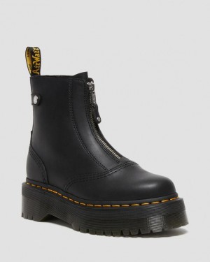 Women's Dr Martens Jetta Zipped Sendal Leather Platform Shoes Black | Australia_Dr49796