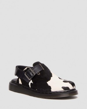 Women's Dr Martens Jorge II Hair-on Animal Print Slingback Sandals Black / White | Australia_Dr65391