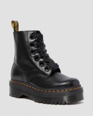 Women's Dr Martens Molly Women's Leather Platform Boots Black | Australia_Dr89387