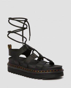 Women's Dr Martens Nartilla Women's Leather Gladiator Sandals Black | Australia_Dr41824