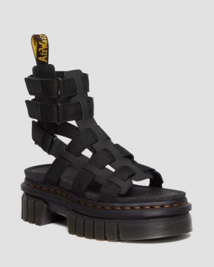 Women's Dr Martens Ricki Leather Platform Gladiator Sandals Black | Australia_Dr14988