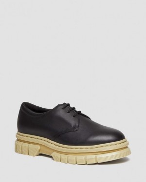 Women's Dr Martens Rikard Contrast Sole Leather Platform Shoes Black | Australia_Dr22603