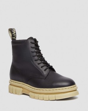 Women's Dr Martens Rikard Contrast Sole Platform Lace Up Boots Black | Australia_Dr17774