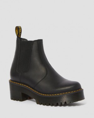 Women's Dr Martens Rometty Wyoming Leather Platform Chelsea Boots Black | Australia_Dr59281