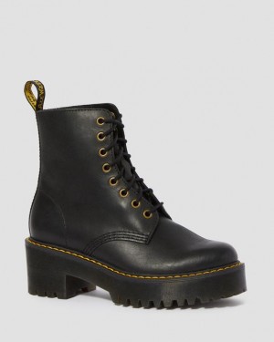 Women's Dr Martens Shriver Hi Women's Wyoming Leather Heeled Boots Black | Australia_Dr78675