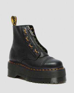 Women's Dr Martens Sinclair Max Pisa Leather Platform Shoes Black | Australia_Dr46533