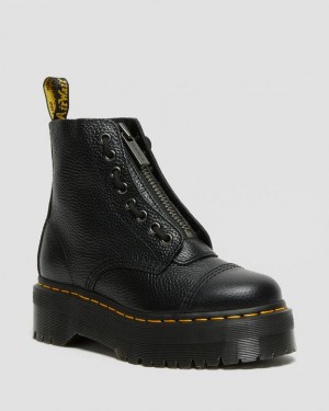 Women's Dr Martens Sinclair Milled Nappa Leather Platform Boots Black | Australia_Dr89889